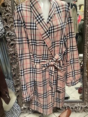 Plaid Cotton Robe in Beige - Classic Burberry  print 100 cotton